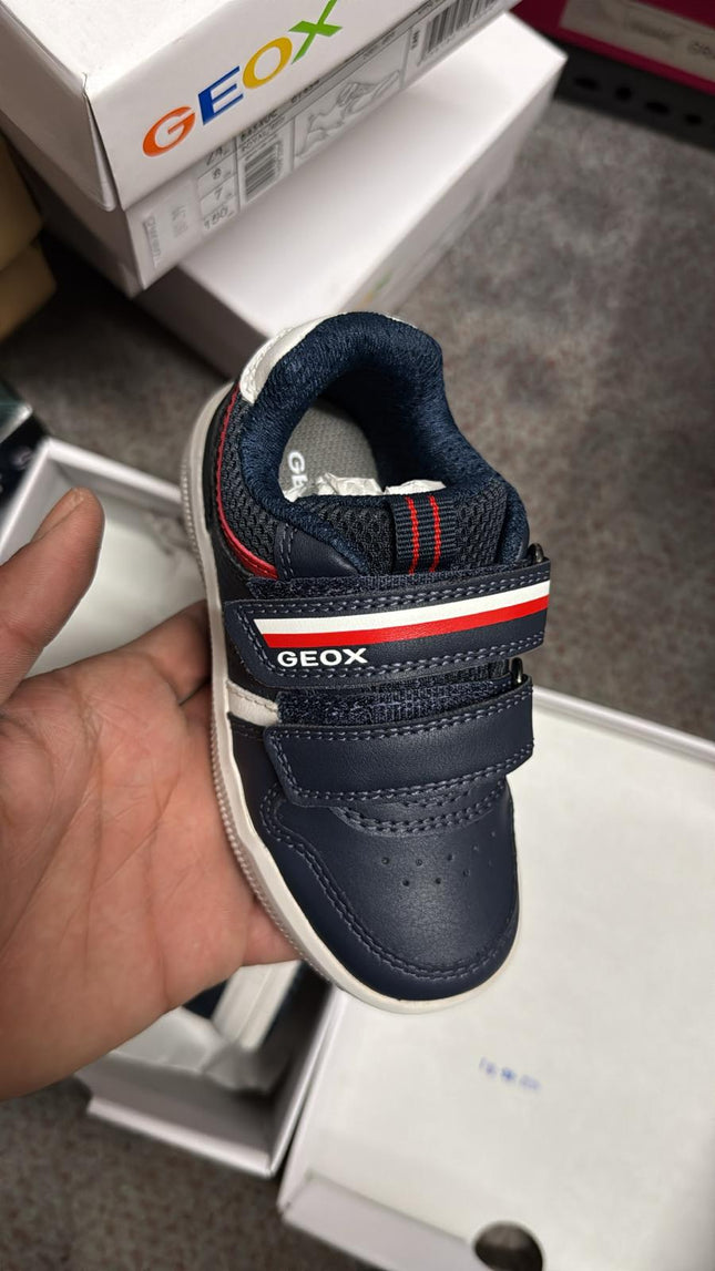 Geox Boys' Arzach Synthetic Leather Mesh Kids Shoes - Navy/Red