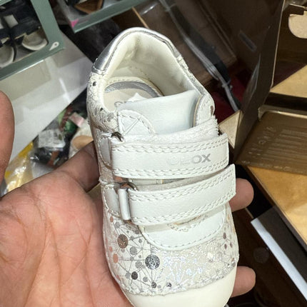 Geox B Tutim G.B First Walking Shoes – White/Silver