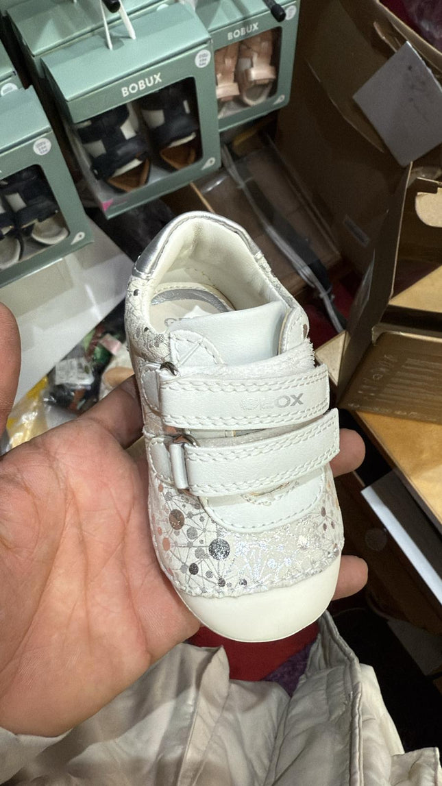 Geox B Tutim G.B First Walking Shoes – White/Silver