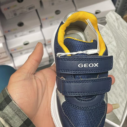 Geox Sprintye Boys' Breathable Mesh Trainers – Navy/Dark Yellow