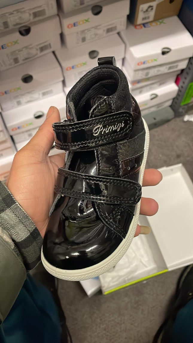 Primigi Leather Shoes with Metallic Nubuck and Patent Finish – Black