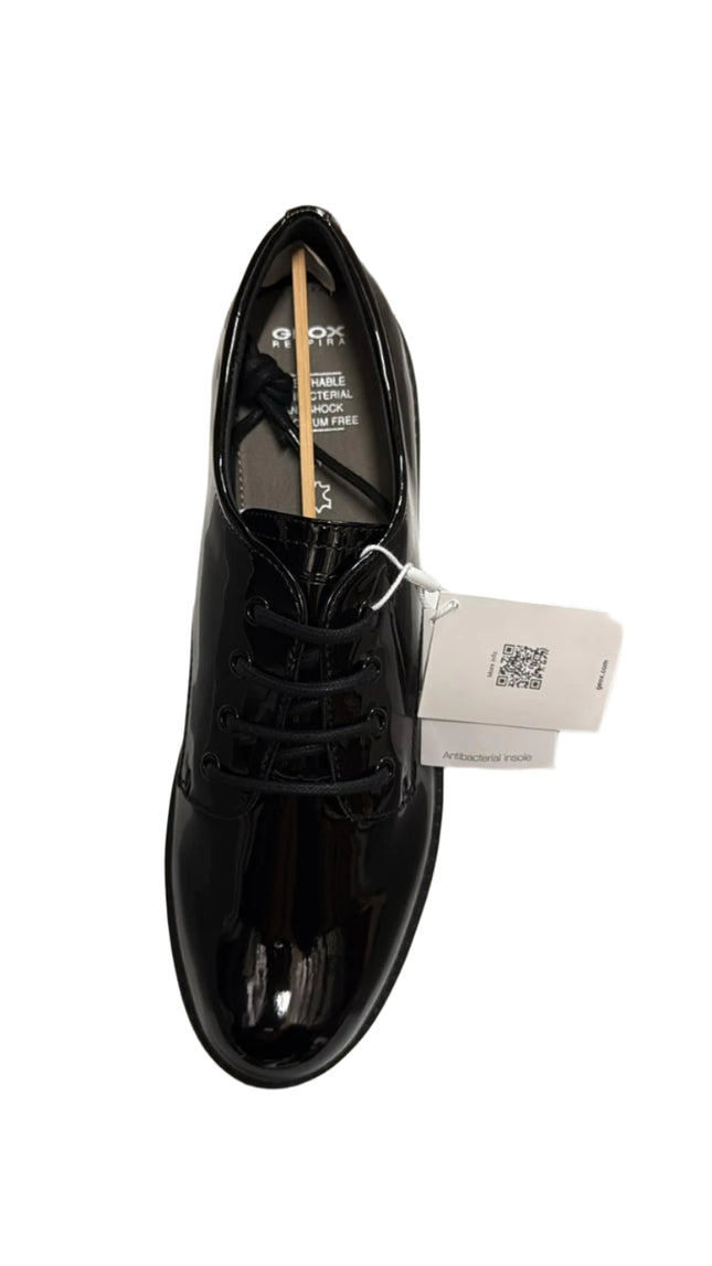 Geox Boys' Junior Casey G.C Synthetic Patent Shoes – Black