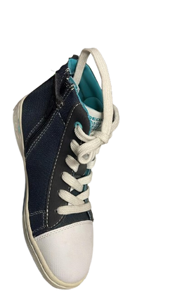 Geox J Mania Boys' Shoes - Mesh & Printed Debossed Buck - Navy/Sky