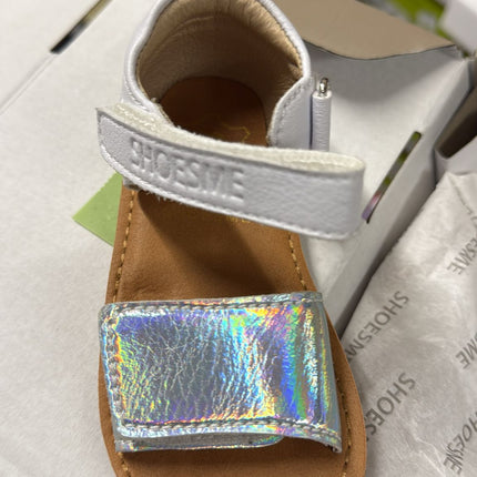 Shoesme Kids Leather Sandals - White Silver Rainbow