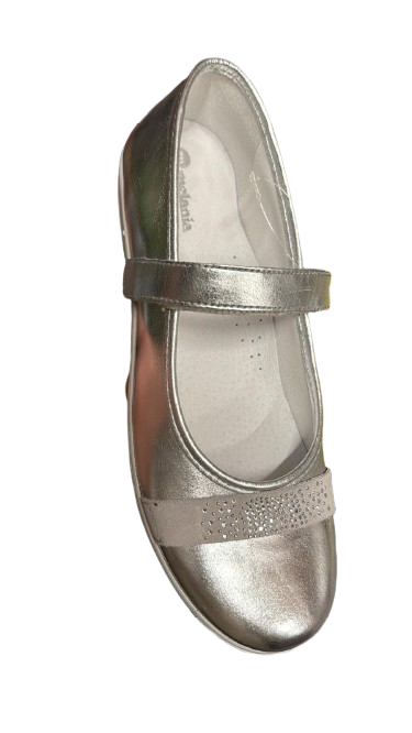Melania Girls' Velcro Ballerina Shoes – Silver