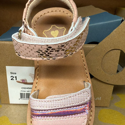Shoesme Kids CS24S006-A Leather Sandals - Pink Metalic
