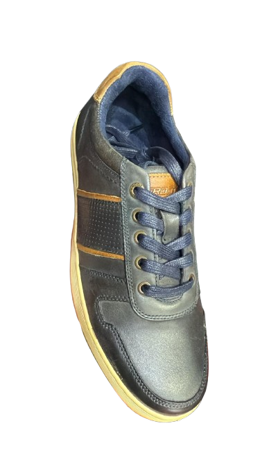 Front Men's Lucca Smart Casual Leather Shoes – Navy/Tan
