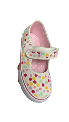 Start-Rite Girls' Polka Dot Canvas Shoes – White