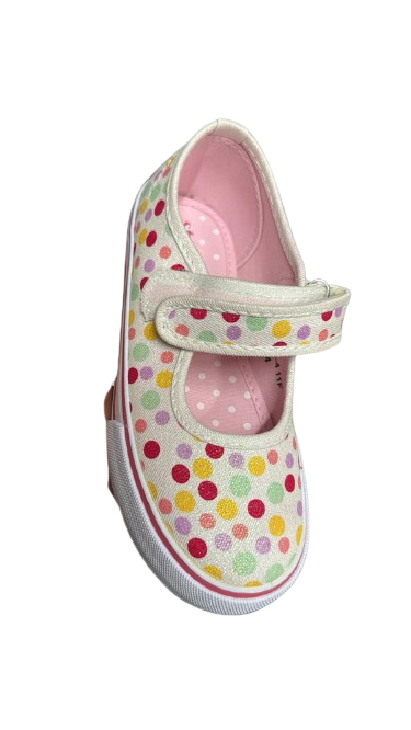 Start-Rite Girls' Polka Dot Canvas Shoes – White