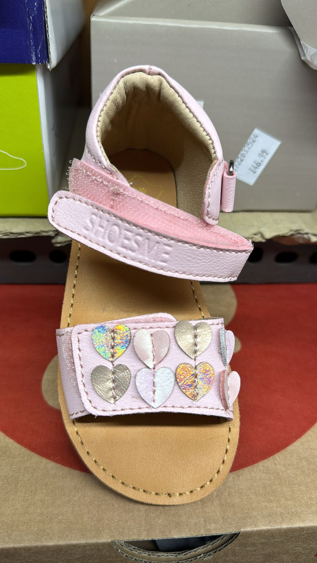 Shoesme Velcro Kids Sandals - Pink Hearts