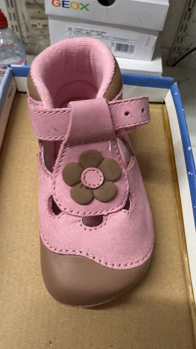 Start Rite Tricksy Tot Kids Leather Shoes - Pink/Brown Nubuc