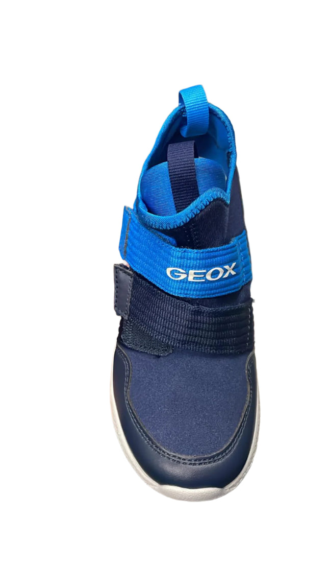 Geox Boys' Sveth BC Gabardine Suede Lycra Kids Shoes -Navy/Light Blue