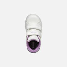 Geox B Eclyper A Synthetic Leather and Glitter Patent Shoes - White/Lavender
