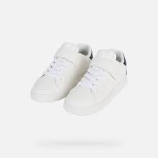 Geox Boys' Eclyper Synthetic Leather Kids Shoes - White/Navy