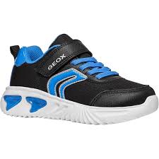 Geox J Assister B. C Nylon & Printed Debossed Buck Shoes - Black/Sky