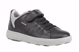 Geox J Nebcup B. B Tumbled Leather and Mesh Shoes - Black/Grey