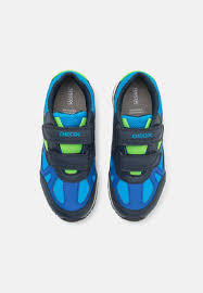 Geox Boys' J Pavel D GBK and Nylon Shoes - Navy/Lime
