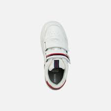 Geox Boys' Arzach B. A Synthetic Leather + Mesh Trainers - White/Navy