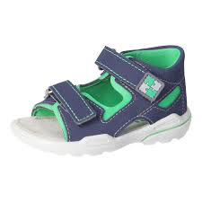 Ricosta Manto Medium-Fit Shoes - Nautic Blue and Neon Green