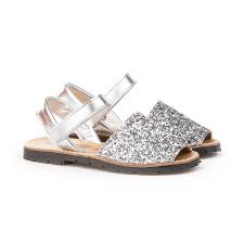 Nens VIC Girls' Laminated Leather Sandals – Silver