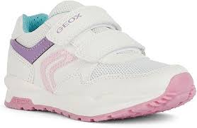 Geox J Pavel G. A Synthetic Leather + Mesh Shoes – White/Pink
