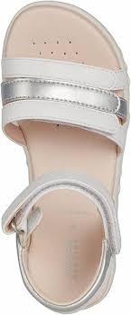 Geox Junior Haiti Girls' Shoes in Geobuck and Pearlescent Finish - White/Silver