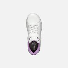 Geox J Eclyper A Synthetic & Glossy Synthetic Patent Shoes - White/Lavender