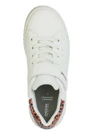 Geox Girls' J Mikiroshi Synthetic Leather Shoes - White/Salmon