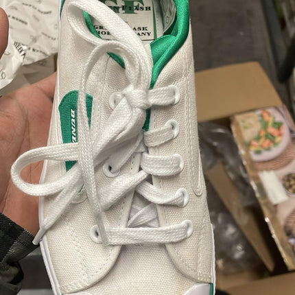 Green Flash Canvas Lace-Up Trainers – White/Green