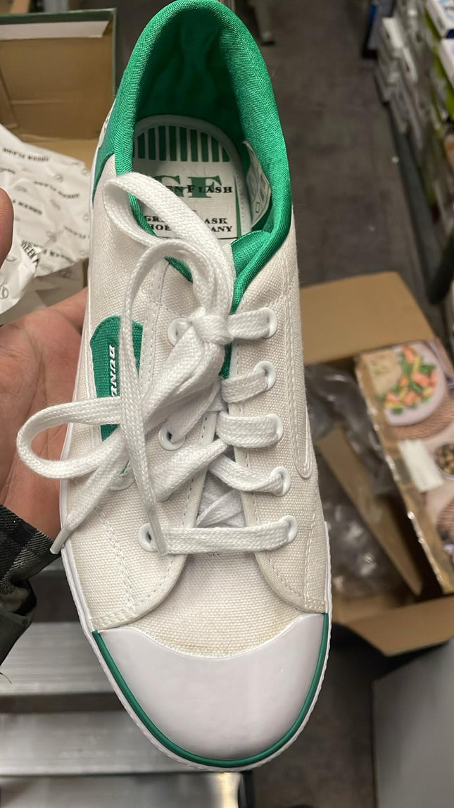 Green Flash Canvas Lace-Up Trainers – White/Green