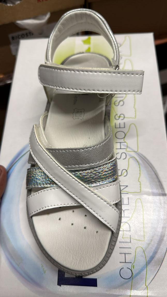 Primigi Women's Leather Bass Sandal - White Silver