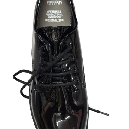 Geox J Casey N Synthetic Patent Shoes – Black