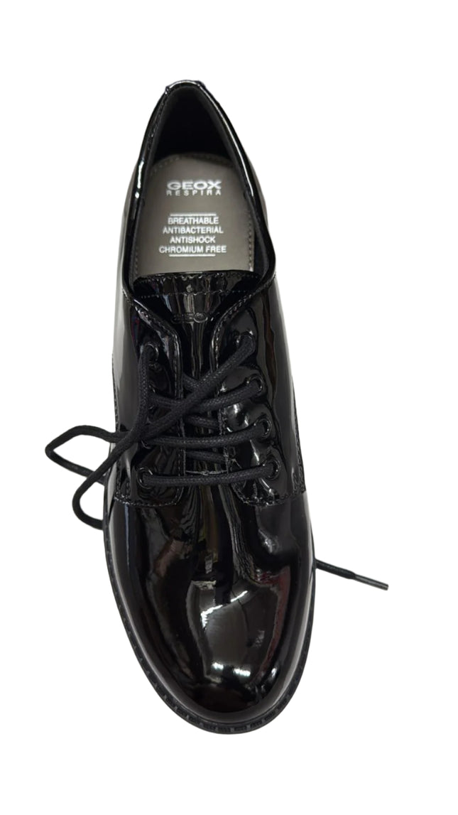 Geox J Casey N Synthetic Patent Shoes – Black