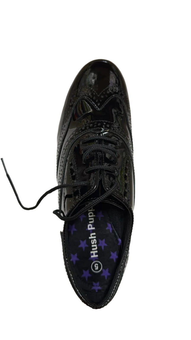 Hush Puppies Boys' Kada Patent Senior Shoes - Black