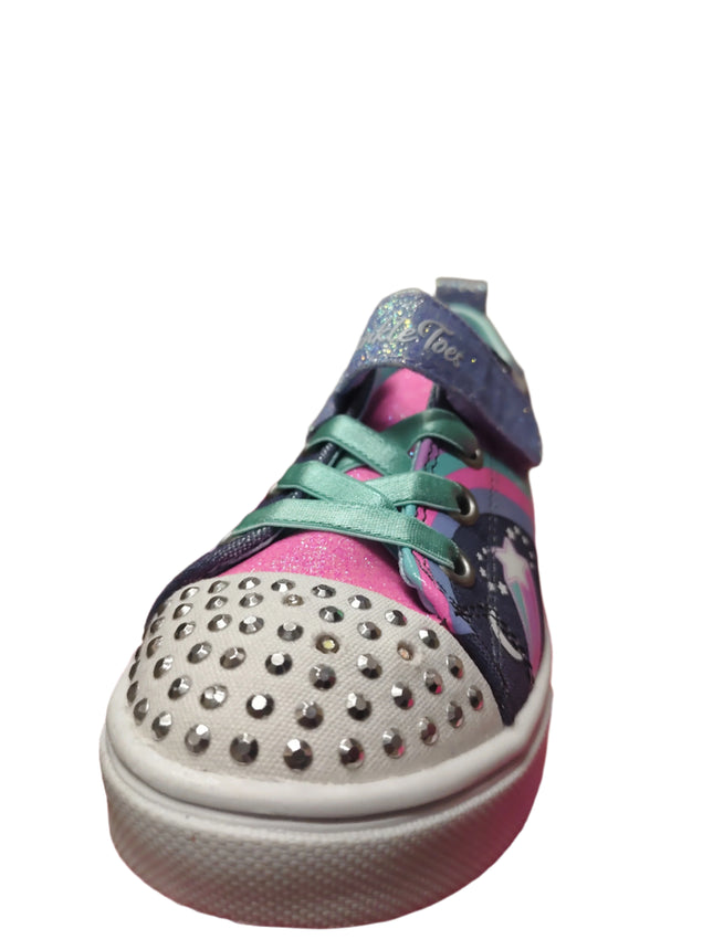 Sketchers Twinkle Toes S-Lights Sparks Unicorn Charmed Light-Up Trainers – Navy Blue & Multicolour