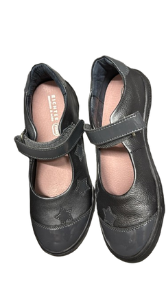 Richter Girls' Patent and Metallic Leather Shoes – Pebble/Old Silver