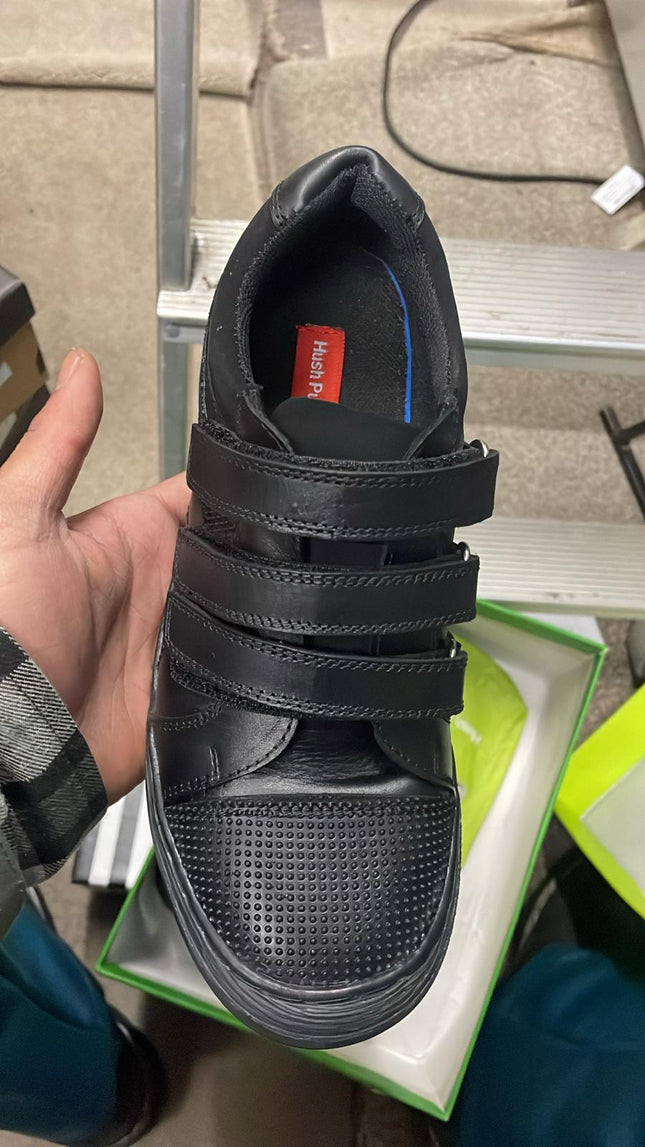 Hush Puppies DOM Senior Leather School Shoes – Black