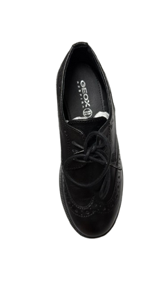 Geox J C Smooth Leather School Shoes – Black