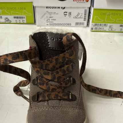 Geox Children's Leather Velcro Ankle Boots - Brown