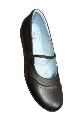 Rhino Girls' Jessica Leather School Shoes – Black