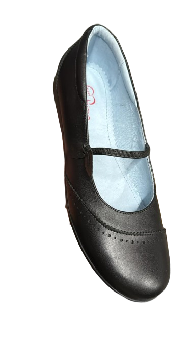 Rhino Girls' Jessica Leather School Shoes – Black