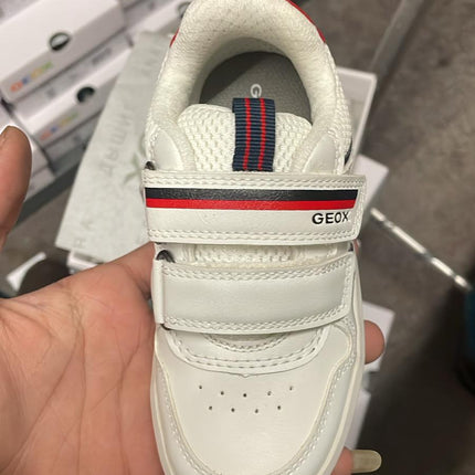 Geox Arzach Boys' School Trainers – White/Navy