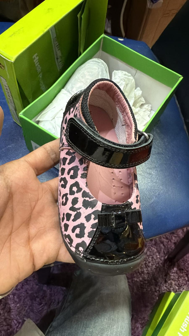 Hush Puppies Kids Party Starter Leather Shoes – Pale Pink/Multicolour