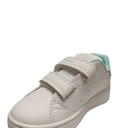Geox Boys' Eclypera A Gabardine Shiny Gabardine Kids Shoe - White/Aqua