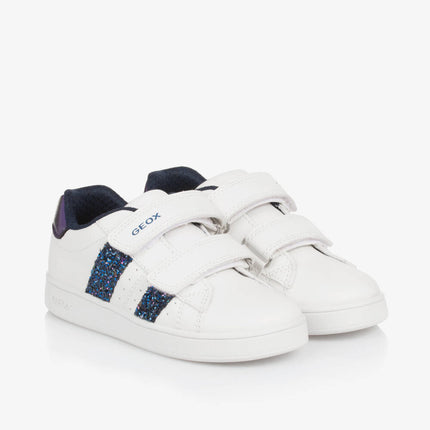 Geox Girls' J Eclyper A Synthetic Leather Shoes - White and Navy