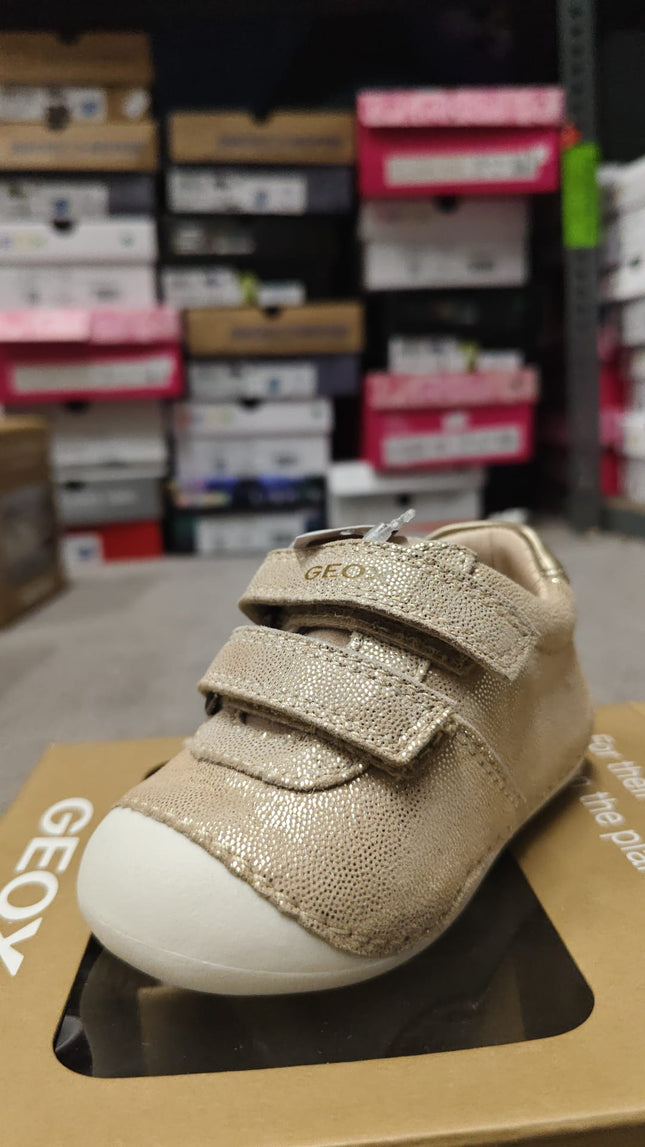 Geox Baby Girls’ Tutim First Walking Shoes – Beige/Platinum