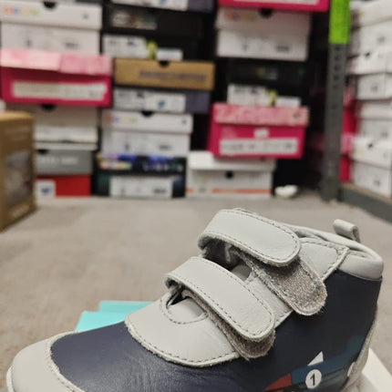 Robeez Racy Soft Sole Baby Shoes – Light Grey/Navy