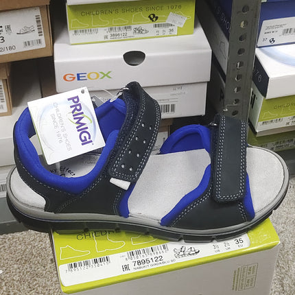 Primigi Boys’ Leather Sandals - Gray/Blue