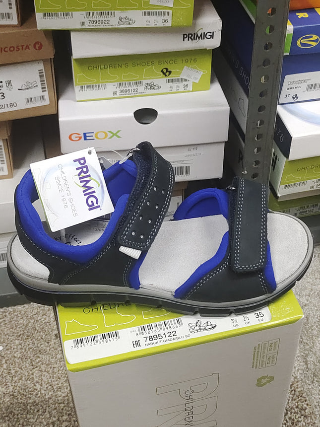 Primigi Boys’ Leather Sandals - Gray/Blue