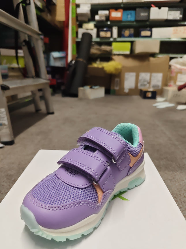 Geox Boys' Pavel GA Synthetic Leather Mesh Shoes - Lilac/Watersea